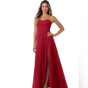 AZAZIE ARABELLA ALLURE Red Strapless Bridesmaid Dress Size A6